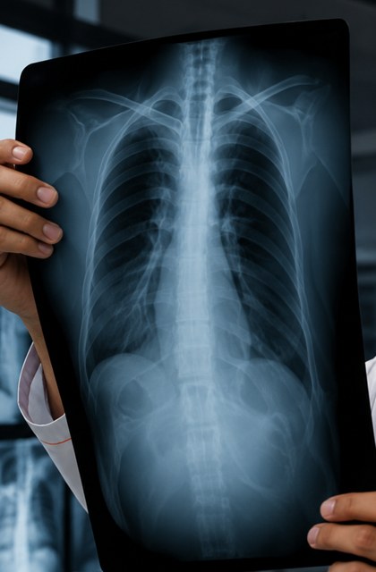 Radiografia de tórax utilizada nas aulas práticas de radiologia